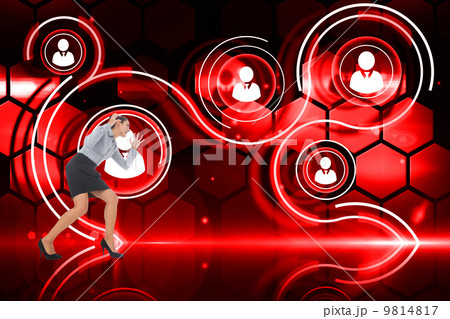 Composite image of furious businesswoman gesturing Composite image of furious businesswoman gesturing 9814817