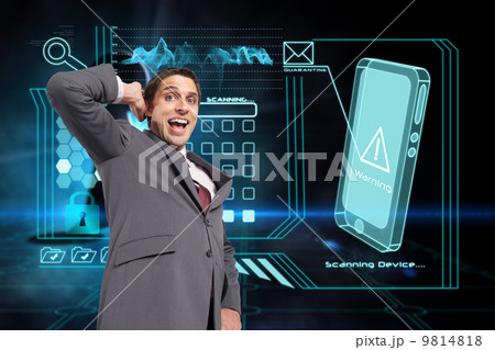 Composite image of thinking businessman scratching head Composite image of thinking businessman scratching head 9814818