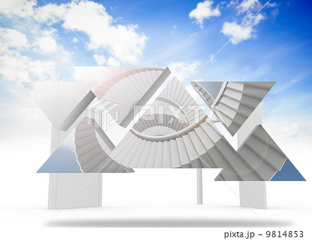 Composite image of winding staircase on abstract screen 9814853