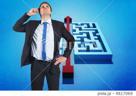 Composite image of thinking businessman scratching head Composite image of thinking businessman scratching head 9817069