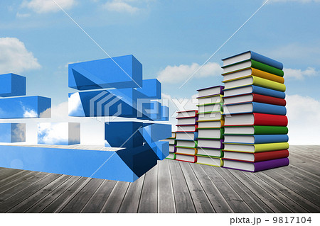 Composite image of arrow in sky on abstract screen 9817104