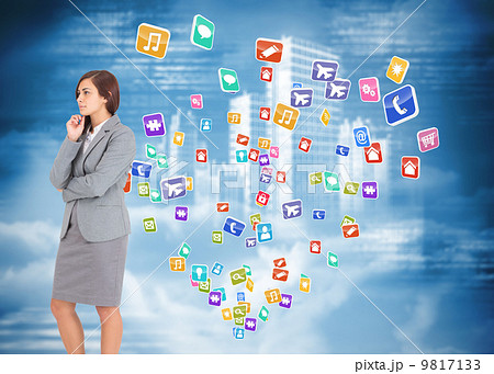 Composite image of worried businesswoman 9817133