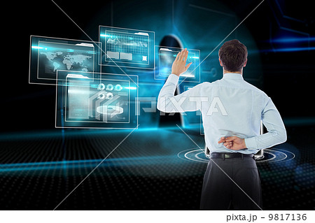 Composite image of businessman crossing fingers behind his back 9817136