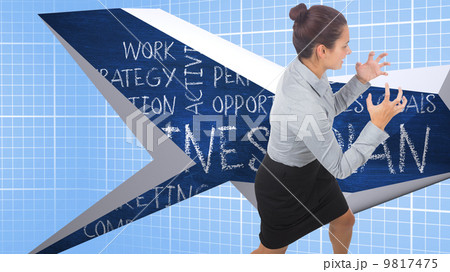 Composite image of furious businesswoman gesturing 9817475