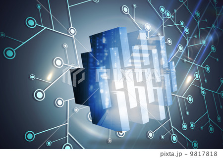 Composite image of server hall on abstract screen Composite image of server hall on abstract screen 9817818