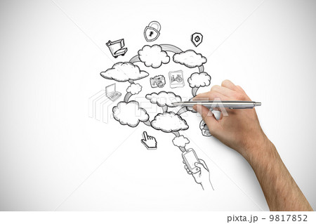 Composite image of hand holding a silver pen Composite image of hand holding a silver pen 9817852