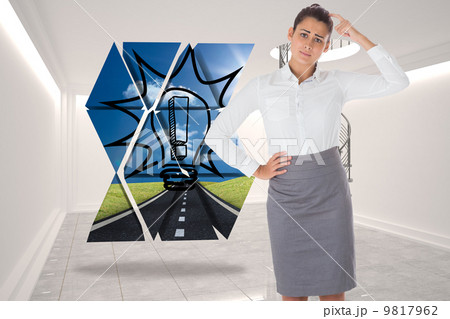 Composite image of worried businesswoman Composite image of worried businesswoman 9817962