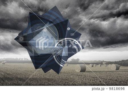 Composite image of interface on abstract screen 9818696