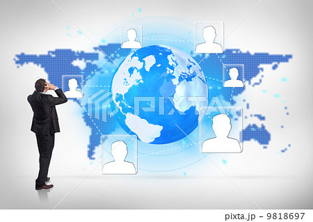 Composite image of stressed businessman with hands on head 9818697