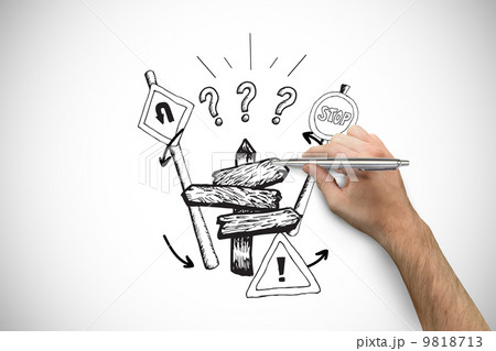 Composite image of hand holding a silver pen Composite image of hand holding a silver pen 9818713