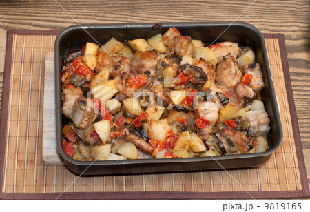 Stewed vegetables with meat. Stewed vegetables with meat. 9819165