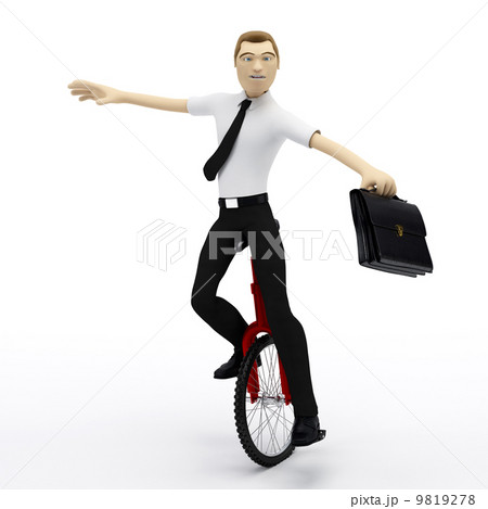 Businessman balancing on unicycle. Conceptual business illustration Businessman balancing on unicycle. Conceptual business illustration 9819278
