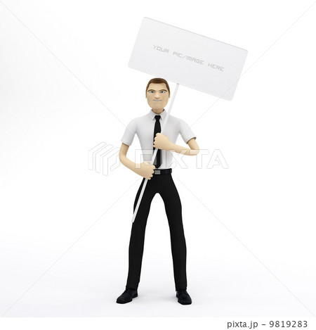 3D Businessman holding a blank sign 3D Businessman holding a blank sign 9819283