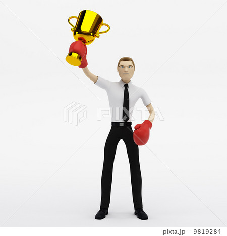 businessman winner with a trophy businessman winner with a trophy 9819284