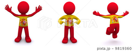3d character textured with flag of Spain 9819360