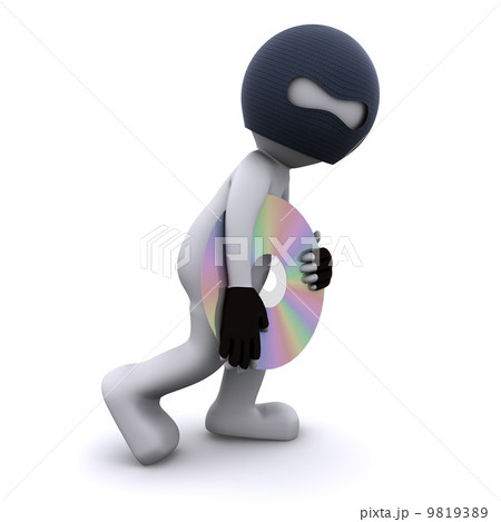 3d character stealing cd. Computer piracy concept 3d character stealing cd. Computer piracy concept 9819389
