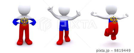 3d character textured with flag of Russia 3d character textured with flag of Russia 9819449