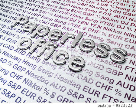 Finance concept: Golden Paperless Office on Money background 9823522