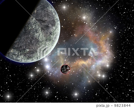 Colorful space nebula and planet 9823844
