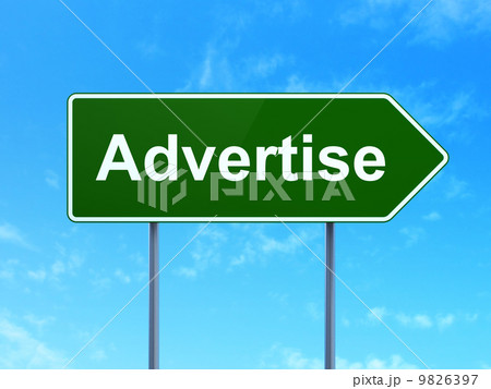 Advertising concept: Advertise on road sign background 9826397