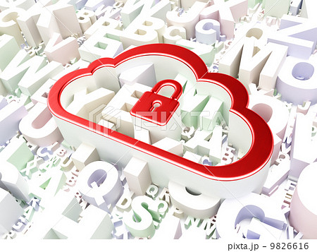 Cloud computing concept: Cloud With Padlock on alphabet background 9826616