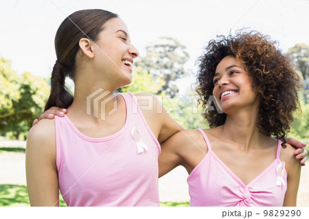 Volunteers supporting breast cancer awareness 9829290