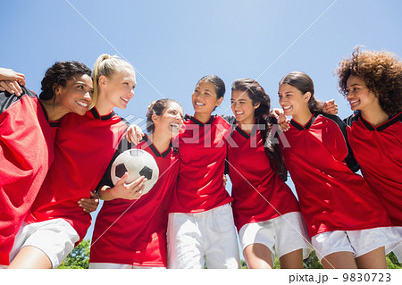 Female soccer team against clear sky 9830723