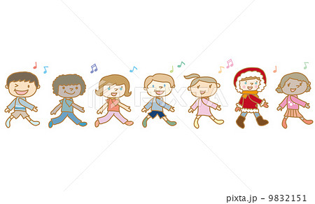 歌いながら行進をする子供達のイラスト素材 9832151 Pixta