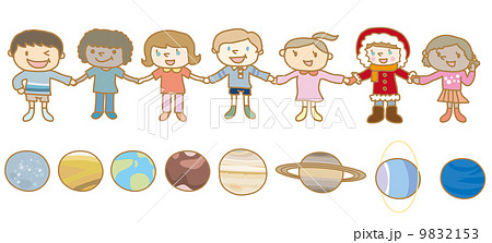 手をつなぐ世界の子ども達のイラスト素材 9832153 Pixta