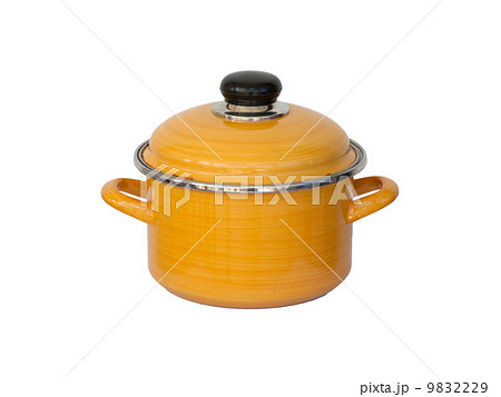 Old yellow metal cooking pot Old yellow metal cooking pot 9832229