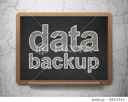 Data concept: Data Backup on chalkboard background Data concept: Data Backup on chalkboard background 9833441