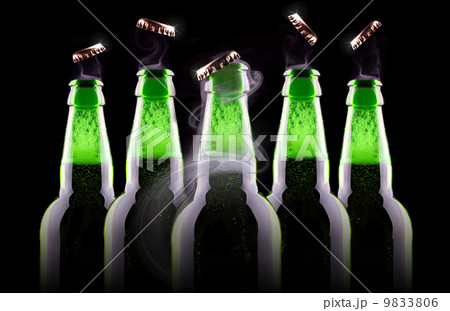 open wet beer bottle open wet beer bottle 9833806