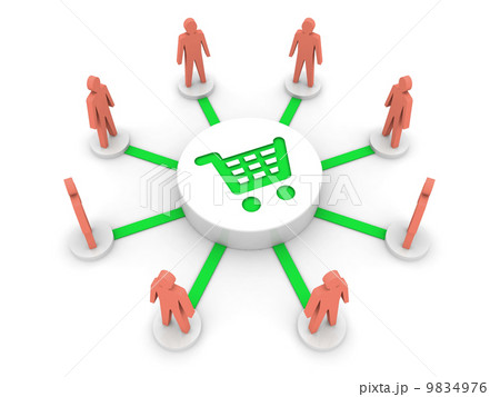 Team shopping. Common source of goods. Concept 3D illustration. 9834976
