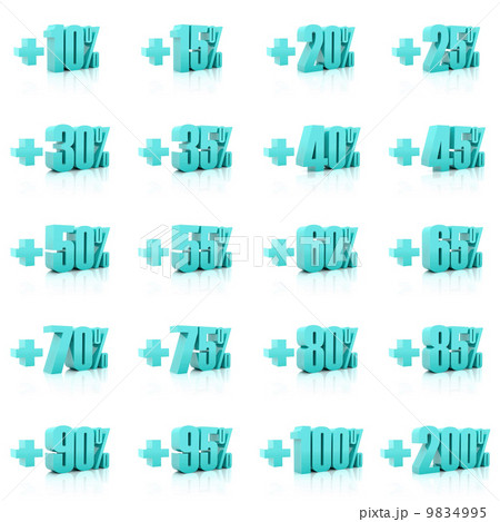 Set of 3D plus percent. Numbers. Over white background. Concept 3D illustration Set of 3D plus percent. Numbers. Over white background. Concept 3D illustration 9834995