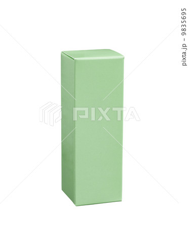 Green paper box isolated on white background 9835695