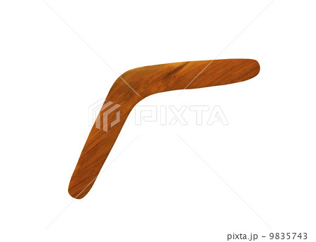 Brown wooden boomerang isolated on white background 9835743