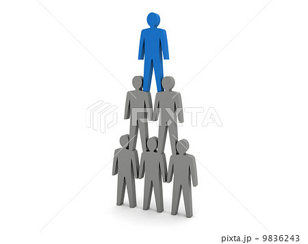 Human pyramid. Team hierarchy. Company boss. Concept 3D illustration 9836243