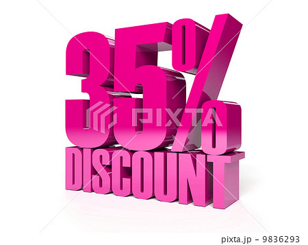 35 percent discount. Pink shiny text. Concept 3D illustration. 9836293