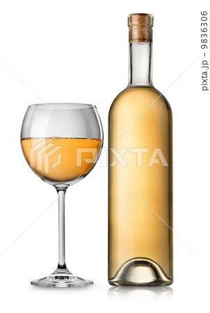 Bottle and glass of white wine Bottle and glass of white wine 9836306