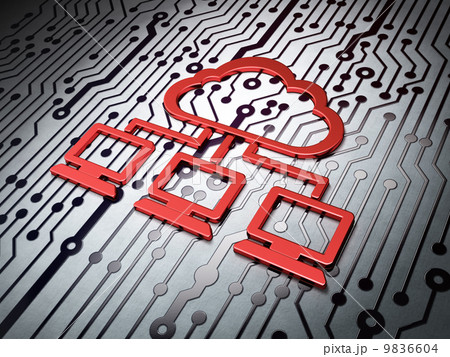 Cloud networking concept:  Cloud Network on Circuit Board background 9836604