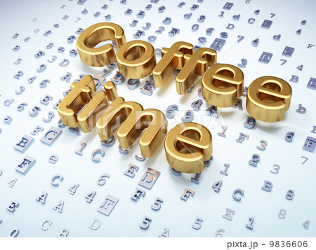 Time concept: Golden Coffee Time on digital background 9836606