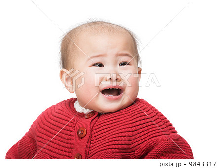 Baby crying and isolated on white Baby crying and isolated on white 9843317