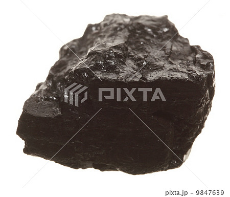 Coal lump carbon nugget isolated on white 9847639