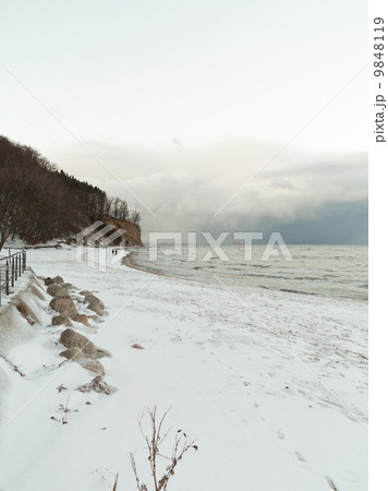 Baltic sea Gdynia, cliff in Orlowo Poland. Winter scenery 9848119