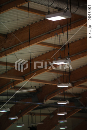 Group of lamps on sport stadium celling. Light power energy Group of lamps on sport stadium celling. Light power energy 9848405
