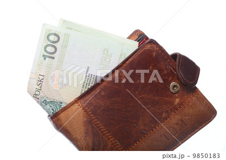 Economy and finance. Wallet with polish banknote isolated Economy and finance. Wallet with polish banknote isolated 9850183