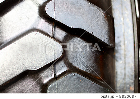 Detailed view of heavy vehicle new tire texture Detailed view of heavy vehicle new tire texture 9850687