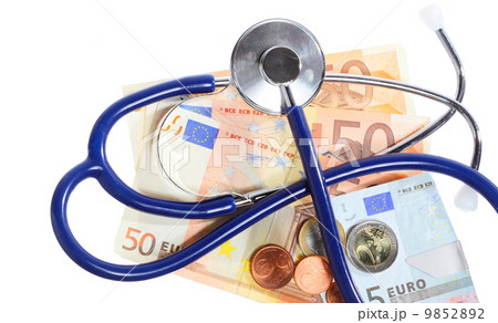 cost of health care: stethoscope on euro money cost of health care: stethoscope on euro money 9852892