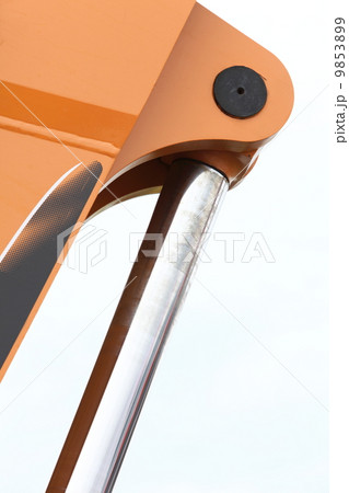 Detail of hydraulic bulldozer white background 9853899