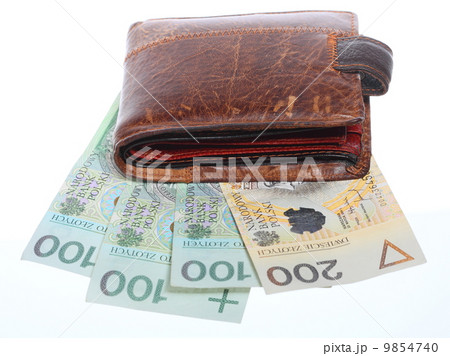 Economy and finance. Wallet with polish banknote isolated Economy and finance. Wallet with polish banknote isolated 9854740